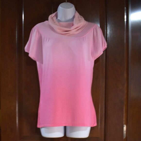 INC International Concepts Pink Ombre Cowl High Neck Sweater Blouse Size Large - Picture 10 of 15